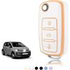 TOOMUME Cover Chiave TPU, Custodia Chiave Adatto per VW Volkswagen Golf 4/5/6 Polo Up Jetta Caddy Beetle Multivan T5 Seat Ibiza Leon Skoda Fabia, Copri Chiavi Guscio Chiave Auto Telecomando - Flip Key