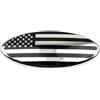 HIBEYO 1 pezzo universale per auto, bandiera americana, griglia anteriore, stemma per portellone posteriore, adatto per Ford ovale, barca, distintivo, targhetta per nome, 14,5 cm, colore argento
