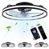 Joparri Ventilatore da soffitto con illuminazione e telecomando, diametro 50 cm, lampada LED, 3 temperature e 6 velocità, timer, funz. estivo/inverno, per soggiorno