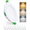 HOMEOW Faretti Led da Incasso per Cartongesso 5W, Diametro Foro 68-80mm, 25mm Ultrasottili, IP44 Faretti Led Soffitto, Regolabile Calda 2700K, Neutro 4000K e Freddo 6000K, Non Dimmerabili, Set di 10
