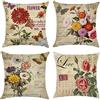Gspirit 4 Pack Classico Fiori Rose Cotone Biancheria Cuscino Decorativo Caso Federa per Cuscino 45x45 cm