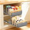 EOJDDPA Cassetto estraibile per cucina, 2 pezzi, sistema di cassetti Telescop con estrazione, senza foratura, fino a 25 kg, organizer per cassetti per armadi profondi, grigio, 39,5 x 23,5 x 11 cm