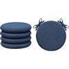 Tata Home Set 4 Cuscini Sedia Rotondi con Laccetti Cuscini Sedie Sgabelli Cucina Sfoderabili Coprisedia da Interno Esterno Made In Italy Diamentro 40 cm Spessore 3 cm Mod. Billy Colore Blu