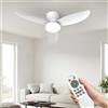 ZOMLBOF Ventilatore da Soffitto con Luce da 20 W 3 Pale fan light 6 Velocità Regolabili Luce Reversibile Per Ventilatore da Lampada con Ventilatore Telecomando APP, Bianco