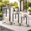 Mojawo 3a lanterna da giardino acciaio inox vento luce vetro 30/40/53 cm argento