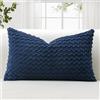 JOTOM Federe per Cuscino in Velluto a Coste Morbido 40x60 cm Federe per Cuscino con Texture a Bolle 3D per Divano, Camera da Letto, Decorazione della Casa (Blu Navy)