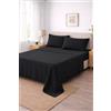 Corredocasa Completo Letto Lenzuola in Cotone, Qualità Made in Italy - PURO COTONE 100% Morbido e Traspirante in ogni Stagione - SET Lenzuolo Sotto con Angoli, Sopra e 1 Federa (Nero, Una piazza e mezza)