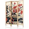 framed concept - Paravento divisorio in legno 135 x 172 cm, 3 pezzi, unilaterale, in stile orientale