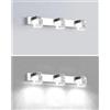 Chao Zan 1 pezzo/Lampada da Parete LED per Bagno, 9W 220V, Design Moderno con 3 Faretti in Piazza Vetro Cristallo, Illuminazione da Interno, Finitura Cromata (Luce bianca-L45CM)