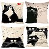 Gspirit Gatto carino Federe 4 pack cuscini per divani Decorativo Cotone Biancheria Cuscino copricuscini divano Caso Federa per cuscino 45x45 cm