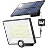 iPosible Lampada Solare da Esterno, Faretto Led da Esterno con Sensore di Movimento, 204LED 3 Modes Luce Solare Led Esterno con Pannello Solare IP65 Impermeabile, Lampioni Luci Solari con 5M Cavo-1 Pezzi
