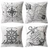 Gspirit federe Oceano Serie Bussola Carta geografica Ancora Navigazione 4 Pack Cuscini per divani Decorativo Cotone Biancheria Cuscino copricuscini Divano Caso Federa per Cuscino 45x45 cm