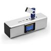 MusicMan Altoparlante Stereo Portatile con Display LCD (3546) - Lettore MP3, Radio FM, Porta USB&MicroSD - Batteria Ricaricabile - Ingresso AUX-Soundstation Compatta con Scocca in Alluminio (Argento)