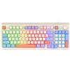 Lancoon Tastiera da gioco cablata con 94 tasti, meccanica, 3 colori misti, effetto di luce fredda, staffa regolabile, funzione multimediale per computer PC (blu)