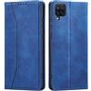 OKZone Cover per Samsung Galaxy A12, Custodia Flip Pelle Portafoglio Magnetica Libro [Slot Schede], Silicone TPU Bumper Wallet Supporto Cover, Antiurto [Kickstand] (Blu)