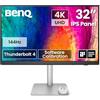 BenQ Creative Pro PD3226G 32" 4K UHD 144Hz Monitor, IPS, P3 al 95%, 100% sRGB, 90W Thunderbolt 4, calibrazione software, KVM, Daisy Chain, pannello opaco con nanotecnologia antiriflesso