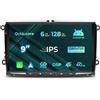 NVGOTEV [6+128GB] Autoradio per VW Golf Passat Touran Seat Skoda, Schermo Touch da 9 Pollici con Supporto Wireless Carplay/Android Auto Bluetooth 5.0 WiFi 4G GPS Navi DSP FM RDS SWC DAB+ TPMS OBD