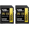 Lexar Gold Series Professional - Scheda di memoria SDXC UHS-II da 1800 x 128 GB, confezione da 2