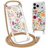 Yirlbey Cordino Cover per iPhone 17 Pro max 6,9'', Aesthetic Arancione Giallo Fiori Motivo Disegno Magnetica Trasparente PC Compatibile con MagSafe Case Corda Laccio Antiurto Protettiva Custodia