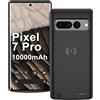 Fraternize Custodia di ricarica wireless per Google Pixel 7 Pro, custodia per batteria ricaricabile portatile ad alta capacità 10.000 mAh ricarica wireless Qi con custodia per caricabatterie espansa Pixel 7 Pro