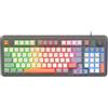 Lancoon Tastiera compatta da gaming con cavo, con 94 tasti, meccanica, 3 colori keycaps misti, effetto di illuminazione accattivante, staffa regolabile, funzione multimediale per PC (grigio)