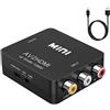 Ruhza RXDF RCA a HDMI, convertitore AV a HDMI, supporta PAL/NTSC, adattatore CVBS composito 1080P mini RCA per lettori TV/PC/PS2/PS3/STB/Xbox VHS/VCR/Blu-Ray/DVD