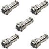 Heyiarbeit Connettore Aviation 2P 7A 125V Maschio Femmina Pannello di Alimentazione Telaio Impermeabile Raccordi in Metallo Connettore Aviation GX16-2 per Connettore Elettronico Argento Tono Nero 5Pcs