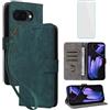 IUQXU Cover per Google Pixel 9A Libro con Pellicola Vetro Temperato [Blocco RFID] Antiurto Supporto Custodia in Pelle Portafoglio per Google Pixel 9 A Pixel9A Pixel9 A Verde
