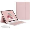 Generic Custodia per tastiera per iPad Pro 13 M5, M4/Air 13/Pro 12.9 6a 5a 4a 3a generazione, mouse e tastiera Bluetooth wireless magnetica staccabile, sottile, leggera, con portapenne, rosa ciliegio