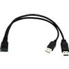NFHK Cavo di prolunga USB 3.0 femmina a doppio USB maschio, per hard disk mobile da 2,5 pollici, colore nero