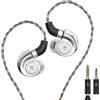 Sabaj TRN Conch Auricolari cablati con microfono, monitor HiFi in-Ear con 3 ugelli intercambiabili (argento)