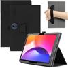 MEMELOKA Custodia per TCL Tab A1 Plus 12.2 Pollici, Leggera e Sottile Custodia in Pelle PU con Cinturino da Polso, Morbido Cover con Funzione di Supporto, Nero