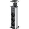 Fhuller Torretta Elettrica a Scomparsa con 3 Prese Schuko 10/16A, 2 USB, Cavo 1,8m, Alluminio e Coperchio Inox Satinato - Design Moderno, Installazione Flessibile, 3500W Max (Grigia)