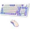 Lancoon Set tastiera e mouse senza fili con regolatore di volume ricaricabile, 94 tasti, doppia modalità, supporto regolabile, DPI regolabile per computer (bianco)