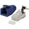 Odedo - Confezione da 10 spine crimpatrici, blu, cat. 7, 7A, 6A per cavo di rete fino a 8 mm,10 Gigabit, Ethernet, fili rigidi o flessibili, 1,2 mm 1,45 mm, connettore RJ45