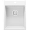 PRIMAGRAN Lavello da Cucina Tutto Bianco 38x50cm, Lavandino in Granito a 1 vasca + Sifone Classico, Lavabo da Cucina Incasso al Mobile 40cm - Riga S042