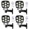 AntDau71 - 4 x Telecamere FINTE da esterno Sicurezza e antifurto con pannello solare sensore di movimento Telecomando. Impermeabile, con luce LED rossa lampeggiante con 77 led faretto luce