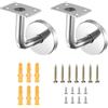 QUARKZMAN 2 Pezzi Staffe Per Corrimano In Acciaio Inox, 2.4 Supporto Corrimano Piatto Staffa Per Quadrato Con Viti Di Montaggio Ringhiera Misura Balaustra, Argento