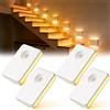 GAOUTO 4 pezzi luce notturna con sensore di movimento: illuminazione per scale ricaricabile, luce notturna dimmerabile, luce notturna a LED per bambini, per corridoio, scale, camera da letto, bianco