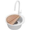 PRIMAGRAN Lavandino da Cucina Bianco 50x50cm, Lavello in Granito a 1 vasca + Rubinetto 40x20cm + Set di accessori, Lavabo da Cucina Incasso al Mobile 45cm - Pise Top S043