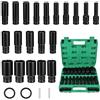 Gueenky 20 Pezzi Set Chiavi a Bussola Lunghe, 1/2'' Bussole per Avvitatore ad Impulsi 8-32 mm Esagonali Bussole per Trapano a Impatto con Adattatore per Riparazioni Auto Cambio Pneumatici