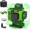 Huepar 4x360° Livella Laser Autolivellante Professionale 16 Linee,4 D Livello Laser Verde,Preciso per Decorazione/Costruzione, 2xBatteria al Litio Ricaricabile, Base Magnetica e Custodia Rigida LS04CG
