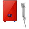 GGbaony Mini scaldabagno istantaneo IPX4 - 6500 W - 30 a 55 °C - Scaldabagno sotto lavandino - Riscaldamento in acciaio inossidabile con LED (rosso)