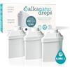 ALKANATUR Pack 3 filtri Alkanatur Drops ecologici | Depura, alcalinizza, idrogena, ionizza | Elimina cloro, metalli pesanti, pesticidi Aggiunge magnesio pH 9 | Senza sostanze tossiche
