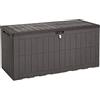 YITAHOME Scatola portaoggetti per esterni, 300 litri, impermeabile, per attrezzi da giardino, cuscini da patio e accessori per piscina, chiudibile, facile da montare, versatile panca o tavolo (marrone
