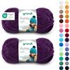 120 Gründl Funny Uni - filato ciniglia morbido e spesso - lana ciniglia per uncinetto e maglia - - coperte e accessori - 100% poliestere - 2 gomitoli da 100 g / 120 m - ferri n. 5-6 - melanzana