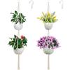 SNAIL GARDEN Portavasi in macramè a 2 ripiani, confezione da 2 grucce doppie con nappa, per interni ed esterni, in corda di cotone fatto a mano, set con 2 ganci per decorazioni per la casa Boho