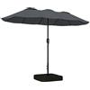 Outsunny Ombrellone da Giardino Doppio con Base 3x1.5m Grigio Scuro