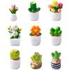 NQEUEPN 9 pz Mini Piante, Piante in Miniatura Piccole, Piante Verdi Finte Vasi di Fiori Artificiali Ornamento Casa Delle Bambole Accessori per Mobili per Giardino Delle Fate Casa Scrivania Decorazione