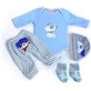 Scnbom bambole reborn vestiti per 45-60cm silicone bambola femmina vere toddler originali bambolotti maschio parti (Blue Puppy 4pcs Set)